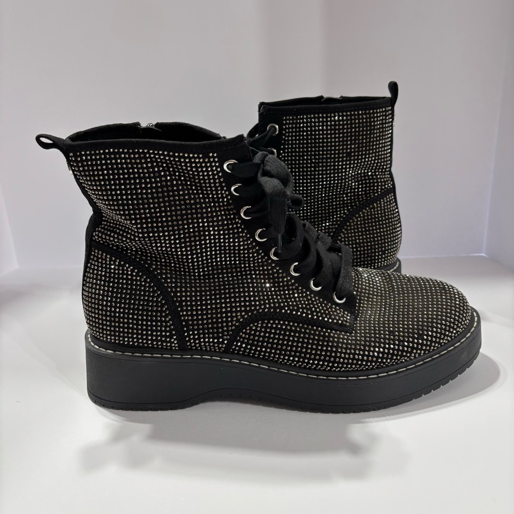 Elegant Black Studded Lace-Up Boots
